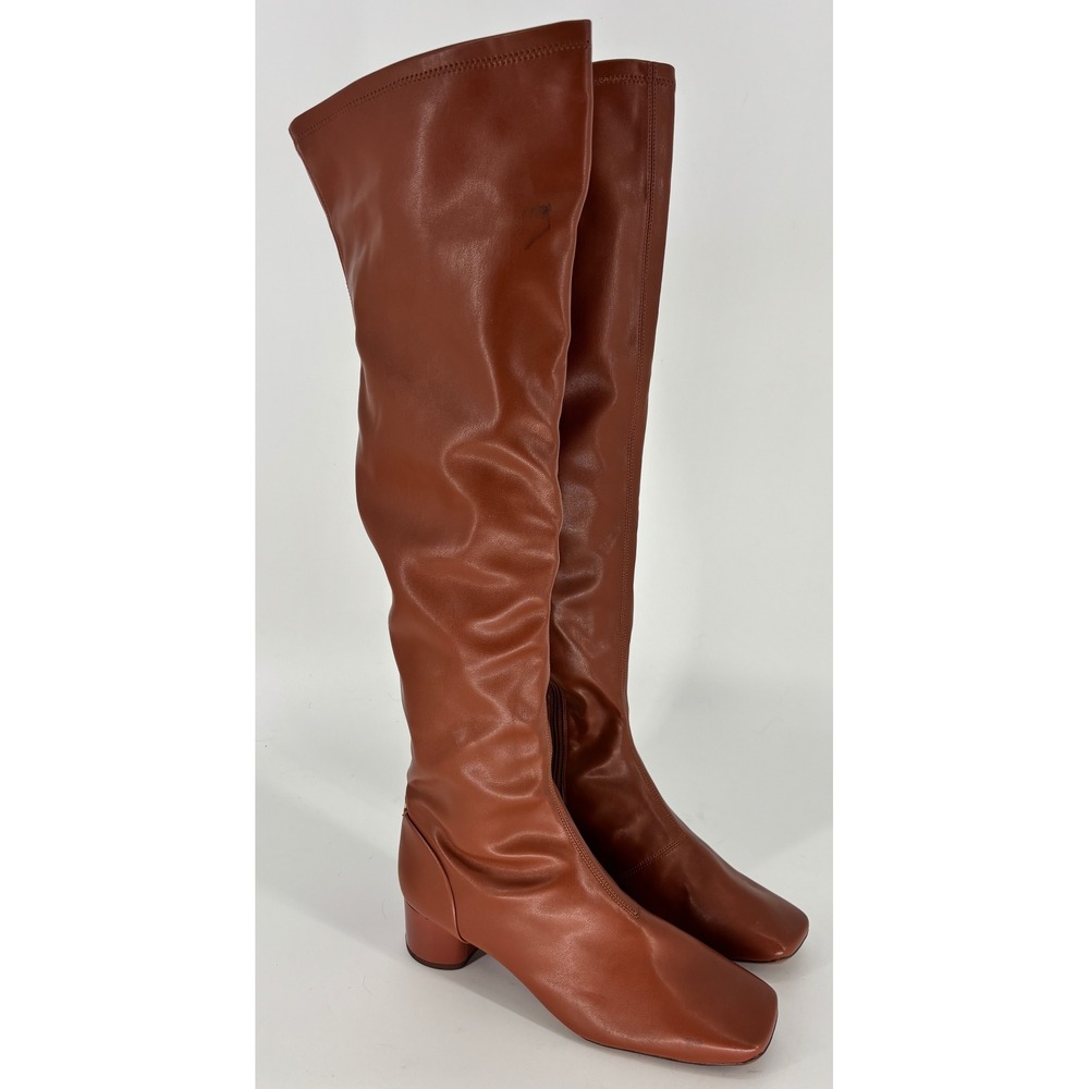 Franco Sarto Novara Square Toe Over The Knee Tall Boot Acorn Brown Women Size 11